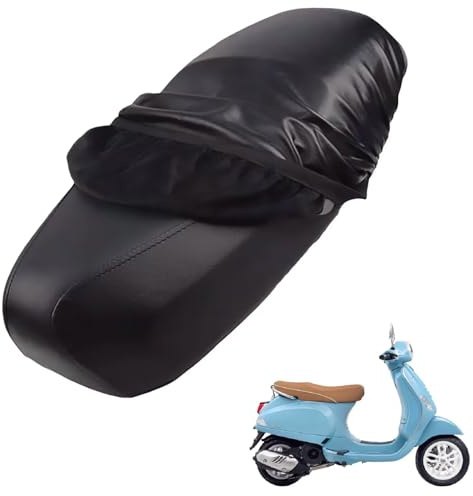 Genérico Cuero Funda Asiento Moto Compatible con Vespa LX 125 2009-2010, Impermeables a Prueba de Lluvia para Scooter (Black)