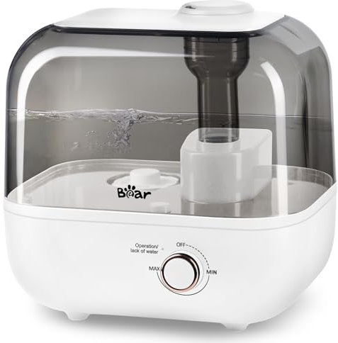 Bear 5L Top Fill Humidifier for Bedroom, 35-Hour Run Time, with Aromatherapy Tray, Ultra Quiet, 360° Expandable Steam Nozzle, White 2025 NEW