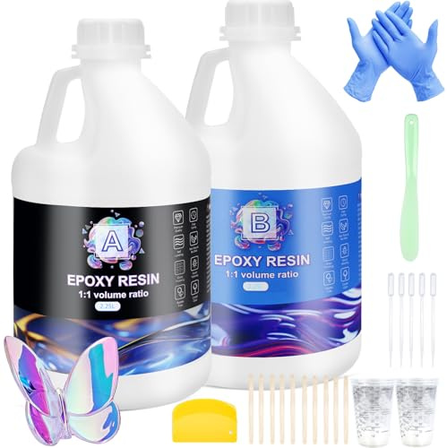 Ghguole Resina Epoxi Kit-4.5L ResinaEpoxi Transparente y Endurecedor (1:1) con Pigmento de Resina y Brillo para Fundición y Revestimiento,DIY,Mesa,Madera,Decoración Artesanal