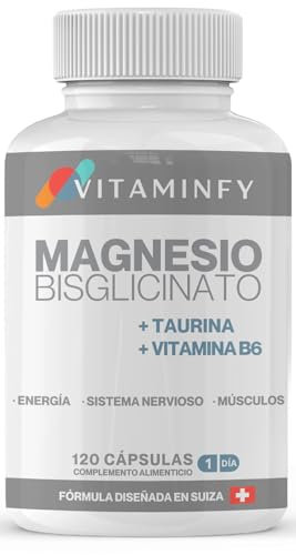 Magnesio Bisglicinato 800 mg Alta Absorción con Vitamina B6 y Taurina 120 Cápsulas Suplemento Bisglicinato de Magnesio para Energía Bienestar Sistema Nervioso Magnesium Complex Formula Premium
