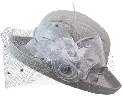 Faxianther Damen-Fascinator-Hut mit Mesh Schleier Vintage 20er 40er 50er Jahre Fascinator Hochzeit Hut Cocktail Tee Party Stirnband Kopfschmuck Pillbox Hüte für Frauen (Grau)