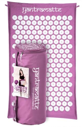 YAKEBA Akupressurmatte XL für Massage, Kopfschmerzen, Rückenschmerzen, Verspannungen uvm. – Yantramatte/Shakti Matte/Akkupressmatte für Zuhause - Einfach im Alltag anwendbar – Shaktimat (Violett)