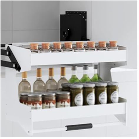PFDHK 2-stufiger Herunterziehbarer Wandschrank-Aufbewahrungsorganizer, Schrank Mit Ausziehbaren Schubladen, Vorratskorb, 30 Kg Kapazität, For Den Oberen Küchenschrank(700mm cabinet)