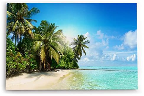 Paul Sinus Wandbild 60x40cm Dekorative Kunst Karibik Südsee Palmen Strand Meer Sommer Sonne