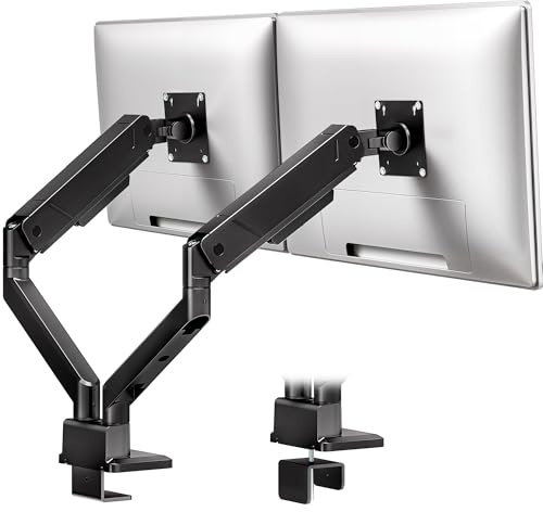 monTEK Monitor Halterung 2 Monitore für 17-35 Zoll Bildschirme bis 16 kg | Bildschirmhalterung 2 monitore mit Kabelmanagement(Neigungen/Schwenken/Dreht), Werkzeuglose Schnellmontage, VESA 75/100 mm