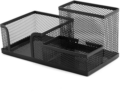 Organisateurs de bureau à 3 compartiments - Boîte de rangement pour crayons - Étagère de bureau avec notes - Grande capacité - Étagère de bureau avec stylo à notes pour l'école