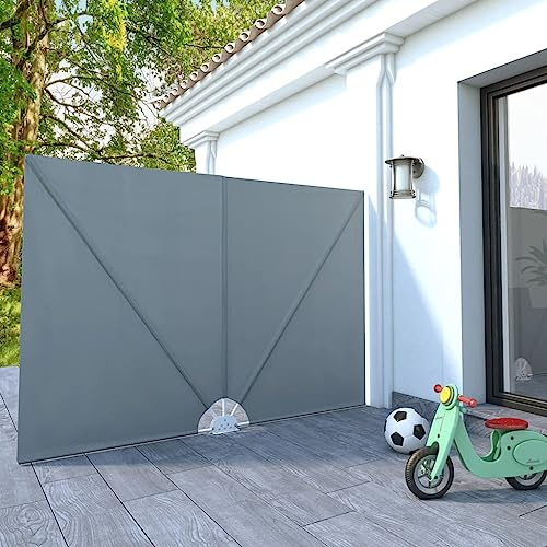 Tenda da Sole Laterale Pieghevole, Grigio 240x160cm, Tessuto Poliestere e Acciaio, Frangivista per Balcone e Giardino, Ombreggiante Esterno con Montaggio a Parete