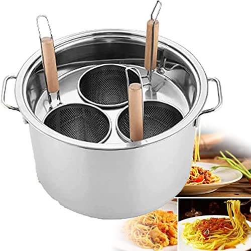 Faitout à pâtes en acier inoxydable avec panier passoire 3/4/5 trous Design polyvalent Pot à soupe avec couvercle Idéal pour la maison, la cuisine et le restaurant