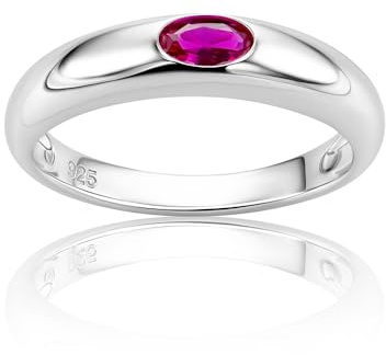 OROVI Ring Silber 925 Damen, Sterling Silber, Verlobungsring Damen mit Rubin/Smaragd/Saphir, Silberring, Schmuck mit Edelsteine, Silberne Trauringe, Hypoallergener Schmuck, inkl. Edler Schmuckbox