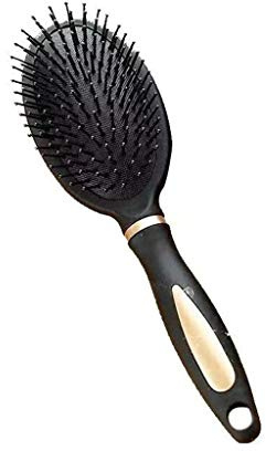 1 x ovaler Massage-Haarkamm, rund, rechteckig, antistatisch, entwirrend, Luft, Make-up-Kamm für Männer und Frauen, Schneiden für Holz, Friseur-Set, Holz, Metallende für Pintail