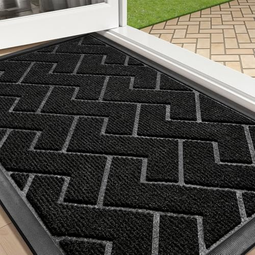 Tuocal Fußmatte Außen 43 x 75 cm, Schmutzfangmatte Waschbar Innen, Schwarz | Rutschfest Saugstark Fussmatte Aussen, Leicht zu Reinigen, Schmutzfänger Türmatte für Innen, Eingang, Haustür, Balkon