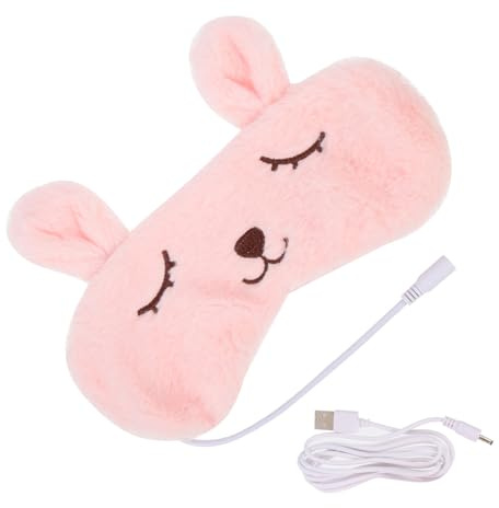 COHEALI Almohadilla Ocular USB Recargable Calor Ajustable, Máscara para Dormir 3d Diseño de Oso Rosa, Cubrimiento Total y Terapia de Vapor para Aliviar Fatiga y Cuidado Ocular en Casa