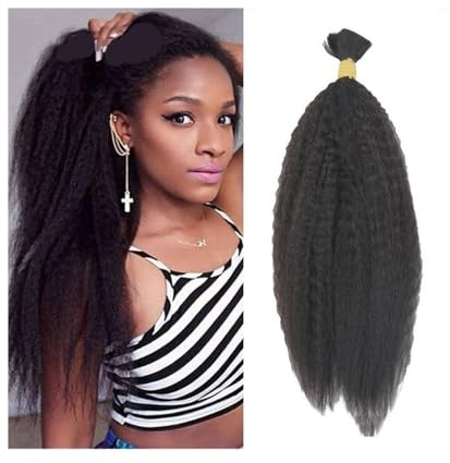 Tresses Afro Kinky Droite Vrac Cheveux Humains Tressage Pas de Tressage de Crochet Trame Tresses Extension 100G/Pack Extensions(20 Pouces)