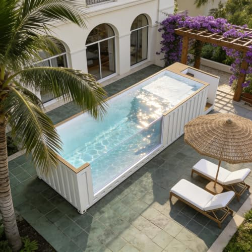 Piscina del contenitore di spedizione, piscina fuori terra della vetroresina, piscine personalizzate del contenitore di spedizione con dispositivo di flusso inverso per i siti della concorrenza del