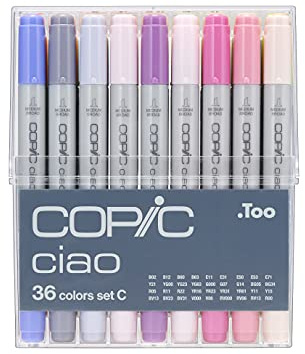 COPIC Ciao Marker Set C mit 36 Farben, Allround Layoutmarker, im praktischen Acryl-Display zur Aufbewahrung und einfachen Entnahme
