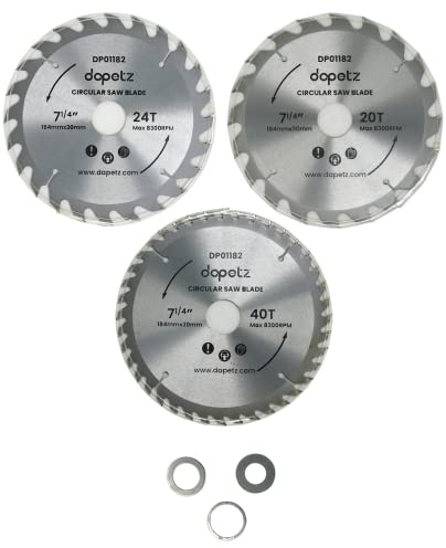 Dapetz ® TCT Circular Saw Blade 20,24,40 3Pc 184mm 80T Teeth Fine Cut for Wood Ceramic Tile Veneer Blade Fits Evolution Bosch Makita Etc. for Aluminium Laminate Hardwood
