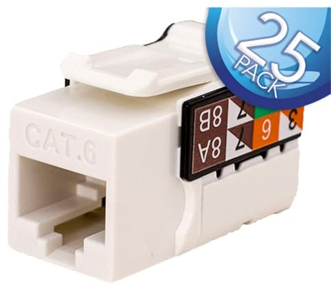 Vertical Cable V-MAX Cat6 Keystone Jack - White - 25 Pack
