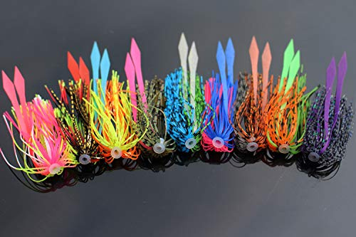 Tigofly 9pcs 9 Farben Bunte Silikonröcke Streamer Spinnerbait Buzzbait Tintenfisch Gummiköder Köder Angelköder Zubehör