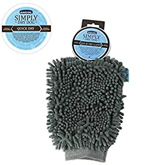Ancol Simply Dry Dog Glove Grey Microfibre Noodle Fabric for Moisture Absorption - Machine Washable for Easy Cleaning