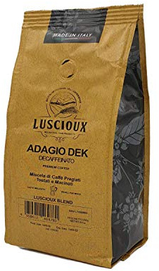 Luscioux Caffè Macinato Miscela Adagio Dek - Decaffeinato - 4 Confezioni da 250 gr (1 kg di caffè macinato) | Per chi vuole rinunciare alla caffeina ma non al piacere di un ottimo caffè