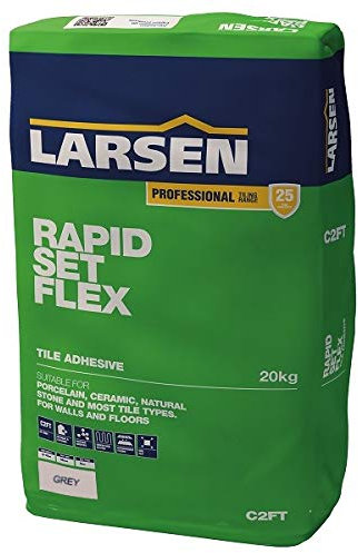 Nassboards Larsen Rapid Set Flexible Floor & Wall Tile Adhesive - Perfect for Indoor & Outdoor, Patios and Home Improvement Project – Quick Drying Adhesive - Grey