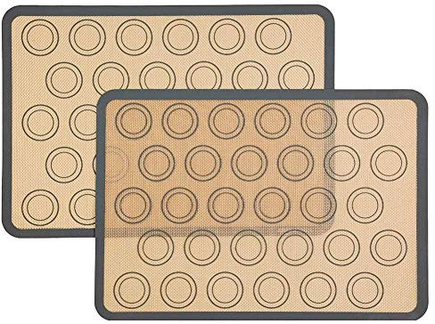 RONGJJ Backofen 2 Stück Silikon Backmatten, Macarons Backmatte, Hitzebeständige Antihaftbeschichtung, Langlebiges Wiederverwendbares Backpapier für Jede Familie, 42 x 29.5 cm antihaftend