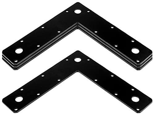 heneng 4 Pcs Flat Corner Brace,9 x 9 x 2-1/8 L Shaped Mending Plate,for Furniture, Shelves, Woodworking, 1/8 Thick