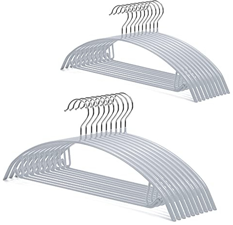 Nature Smile Non Slip PVC Coating Sweater Hangers,Dress Suit Coat Hangers,Shoulder Bump Free Golf T Shirts Clothes Hangers (Silvery Grey Color 20 Pack)