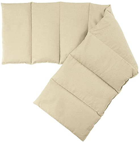 Körnerkissen 75x20cm groß 8-Kammer, rohweiß - Wärme-Körner-Kissen für Mikrowelle oder Backofen, Weizen