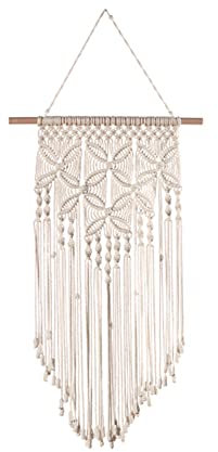 Herbests Makramee Wandbehang Handgefertigter Wandteppich Böhmische Treibholz Tapisserie Quaste Wandteppich Baumwollseil Gewebte Wanddeko für Schlafzimmer Wohnzimmer Mädchen Kreative Geschenke Stil 1