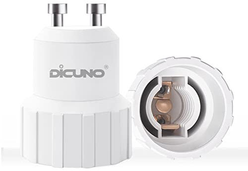 DiCUNO GU10 auf E14 Adapter, max. 60W, hitzebeständig bis 125°C, 2er Pack | GU10 bis E14 Sockeladapter Konverter, 0-250V, LED Lampen, für Lampenumbau, Lampenreparatur, DIY-Beleuchtung, Renovierung