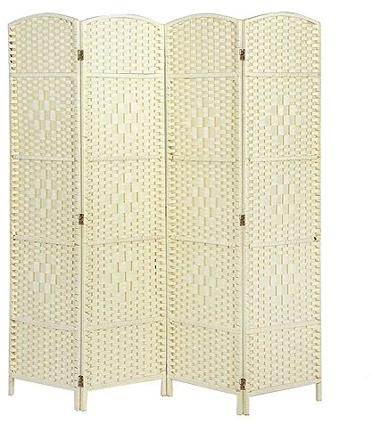 Panana Room Divider 4 Panel Wall Partition Privacy Screen Area Separator Foldable (4Panel-Beige), H180cmxW160cm