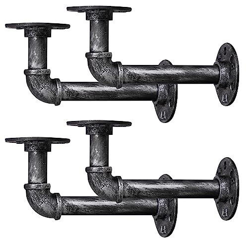 BEJOY 4 Stück Industrielle Regalhalterung 15x8cm Industrial deko Vintage | Eisen Wandhalterung Regalhalter Halterung Rustikales Rohrregal für Zuhause,Jahrgang