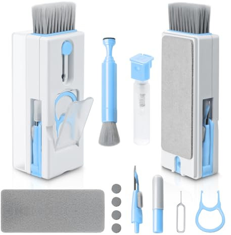 Alyvisun Tastatur Reinigungsset, 11 in 1 Laptop Kopfhörer Reinigungsset, Multifunktional Keyboard Cleaner Tastaturreiniger mit Bürste, für Tablet, Handy, Computer, Blau