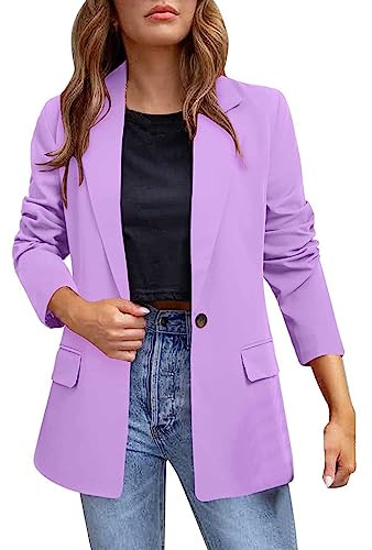 L9WEI Blazer pour femme, blazer élégant ouvert à manches longues veste de bureau unie avec revers, fin et léger pour automne hiver