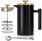 Enfmay Cafetière 8 Cups French Press Coffee Maker, 1000ML 3 Level Filter Double-Walled Insulated Stainless Steel French Press Caffettiere for Home and Office, Extra 1Filter and 2-in-1 Clip Spoon