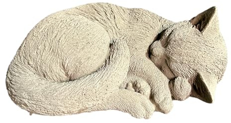 OriginalPaul Skulp & Betondesign Steinfigur Katze Luna, schlafende Katze aus massiven Steinguss (Beton) frostsicher für Garten und Terrasse