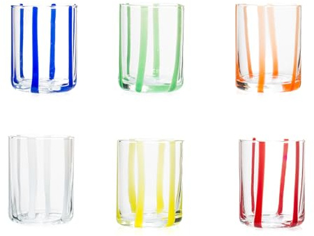 H&H Set 6 Bicchieri veneziani colorati cl36
