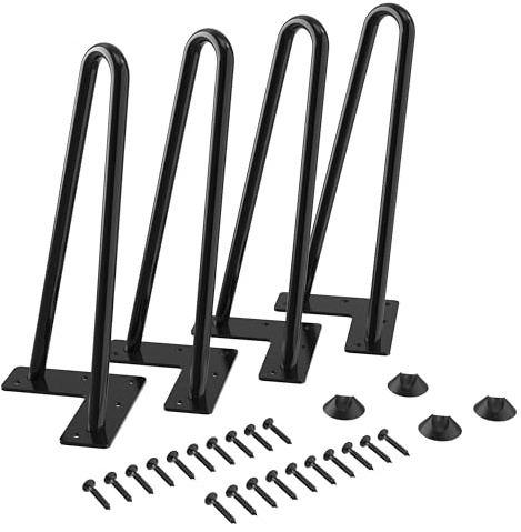 WINSOON 4PCS 23cm Hairpin Table Legs Max Support 450lbs with Protector Feet | Mid-Century Modern Style for Furniture Legs, Coffee Table Legs, Bench Leg, Chair Leg