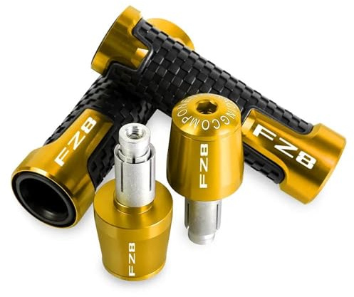 Motorrad Lenkerenden FÜR Yamaha FZ8 2011 2012 2013 2014 2015 2016 Motorrad Zubehör Aluminium CNC Handgriffe Griff Bar End Kappe (Farbe : Gold)