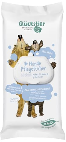 Glückstier Hundepflegetücher | perfekte Fellpflege für unterwegs | 60 St.