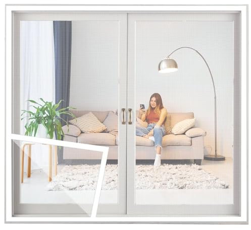 Moustiquaire pour fenêtre, Protection contre les insectes, sans perçage, moustiquaire pour fenêtre de toit, pour l'intérieur et l'extérieur 180x180cm Blanc
