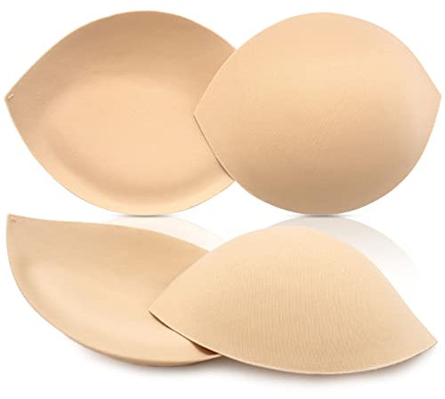 Nimiah Bra Pads Inserts Breast Enhancers - 2 Pairs Push up Swimsuit Pads Add 1-2 Cups Size Fits C cup | Beige