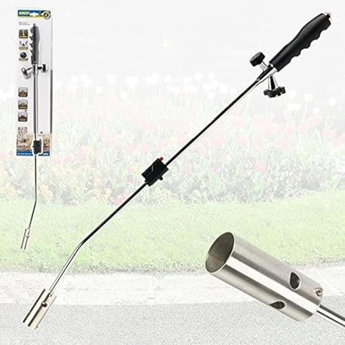 Faboer Weed Burner with 4 Butane Gas Canister - Auto Ignition Butane Weed Burner - Adjustable Flame Weed Torch- Flame Thrower for Weeds - Garden Burner - Weed Burner Gas Weed Killer - Weed Wand