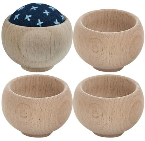 Ymxygz Nadelkissen-Box, 4 Stück, Holz-sticknadelkissen-Basis, Holznadelkissen-schüssel, Japanische Nadelhalter, Nähzubehör