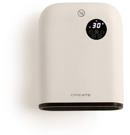 CREATE/WARM WALL/Wand- oder Bodenheizung mit WLAN Cremeweiß/App-Steuerung, bis zu 20m², Öffnungserkennung, Kippschutz, 3 Modi, LCD-Display, 2000W
