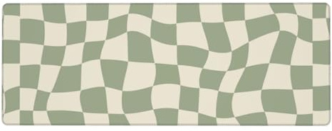 04 Schreibtischunterlage, Kariertes Mauspad, Salbeigrün, Bürobedarf, XL-Mauspad, 30 x 80 cm