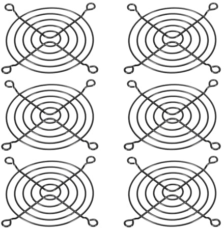 PATIKIL 80mm Fan Finger Grill, 6 Pack Metal Grill Protector Guard Fan Protective Cover for 80mm Exhaust Fans Equipment Computer DIY, Black