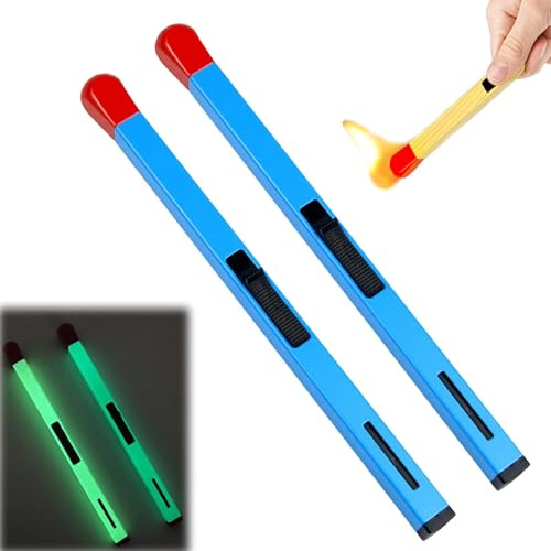 2-pack matchstick lighter, refillable matchstick lighter, creative matchstick shaped butane lighter, suitable for kitchen, candle, fireworks, fireplace, etc.