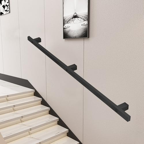 Whnoorher Pasamanos de Escalera montado en la Pared Pasamanos de Hierro Forjado Negro para escaleras 1 2 3 4 5 6 Metros Pasamanos de barandilla para escaleras Interiores y Exteriores(500cm)